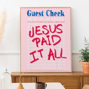 Christian Wall Art, Jesus Paid It All Vintage Printable, Bible Poster, Bible verse wall art, Maximalist, prayer room art