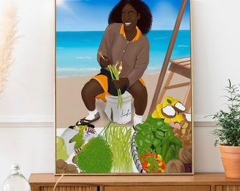Caribbean Woman Art Print, Cultural Wall Art