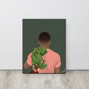 Caribbean Art Canvas Prints, Tropical Fruits Art on Canvas, Dominican Inspired Art, Plantain Canvas Art - &quot;Plátanos con Salami&quot;