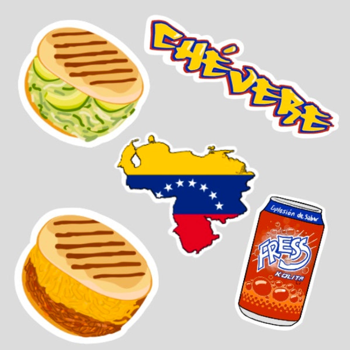 Venezuelan Pride Sticker Pack, Arepas, Waterproof Vinyl Decals - Etsy