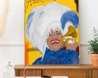 Celia Cruz Wall Art Print, Gicleé Quality Art Prints, Grammy&#39;s Wall Art, Latin American Artist, Gift for Afro Latina