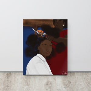Haitian Art, Canvas Art Prints, Black Woman Hair Braiding Wall Art, Haitian Flag, Haitian Female Artist, New Apartment Gift