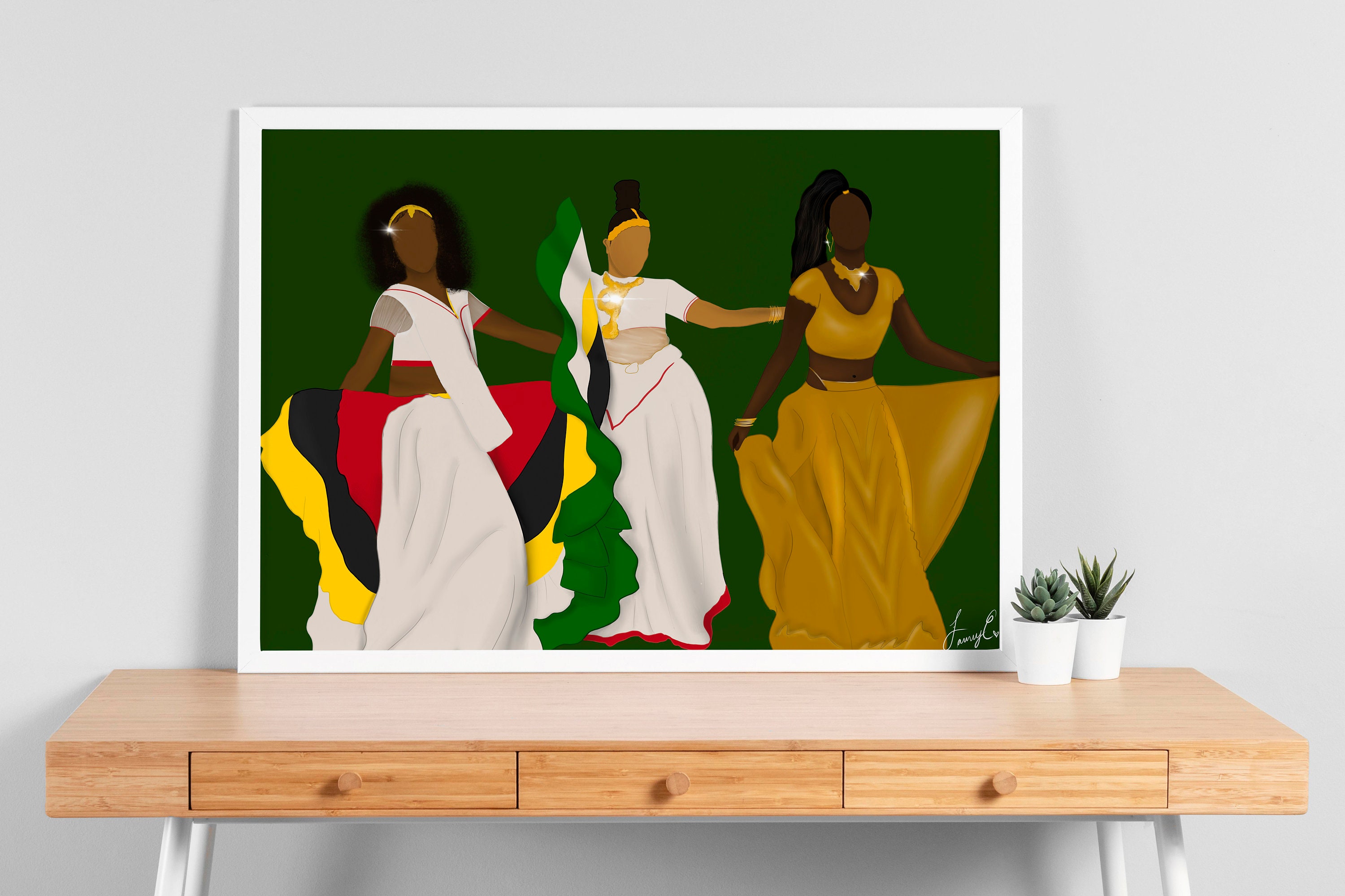 Guyanese Inspired Art, Gicleé Quality Art Prints, Black Woman Wall Art, Guyana Flag, Black Woman Artist, New Apartment Gift for Guyanese
