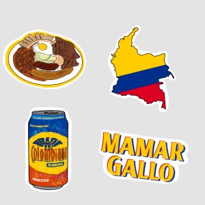 Colombian Sticker Pack, Colombian Pride, Bandeja Paisa Stickers, Water Resistant, Vinyl Sticker, Water Bottles, and Laptop