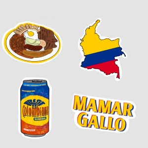 Columbian Sticker Pack, Columbian Pride, Bandeja Paisa Stickers, Water Resistant, Vinyl Sticker, Water Bottles, and Laptop