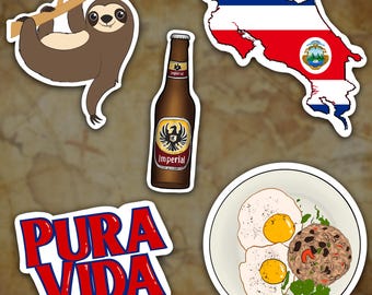 Costa Rica Pride Sticker Pack, Waterproof Vinyl Decals