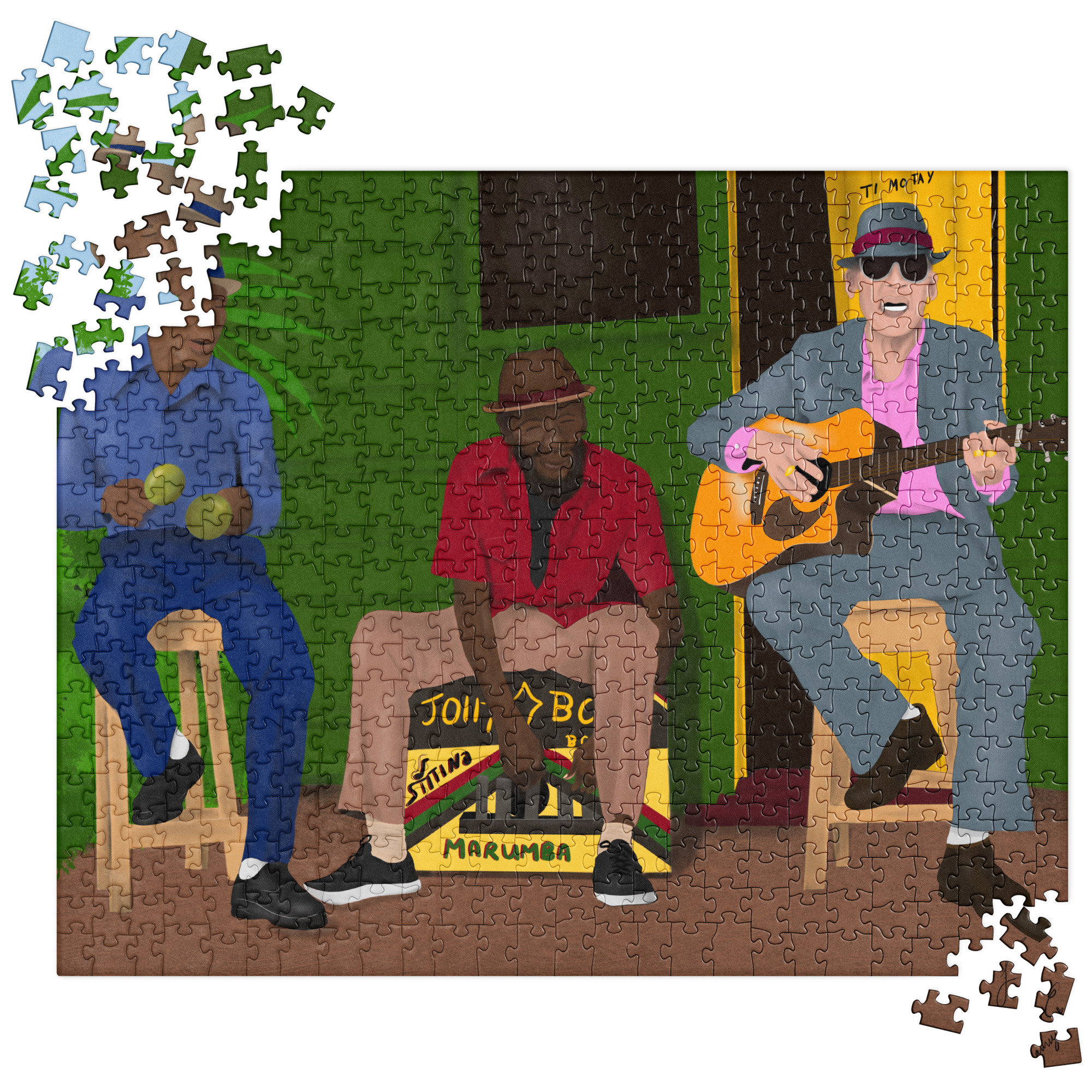 Caribbean Inspired Jigsaw Puzzle, Jamaican Art and Music, Therapeutic Puzzles, Jamaican Artist, Gift for Jamaican, Gift for Island person