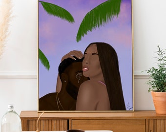 Black Love Art Print, Couple Portrait, Giclée Quality
