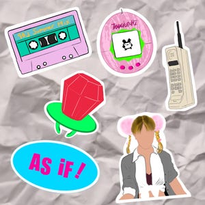 90&#39;s Pop Culture Sticker Pack, Nostalgic, Waterproof for Laptops, Water Bottles, and More