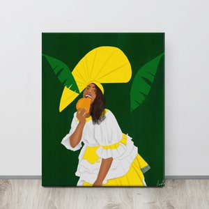 Jamaican Inspired Art Canvas, Caribbean Art, Beef Patty, Gicleé Quality Art Prints, Wall Art, Black Artist, Housewarming Gift for Jamaican