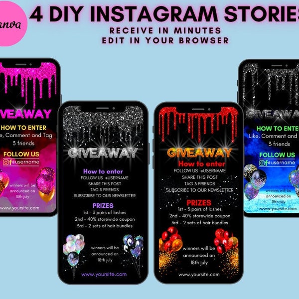 giveaway instagram story template, instagram post template, hair giveaway flyer, lash giveaway flyer, give away template for social media