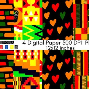 african digital print, digital paper pack, colorful african art, printable downloads, commercial use png, instant download , digital collage