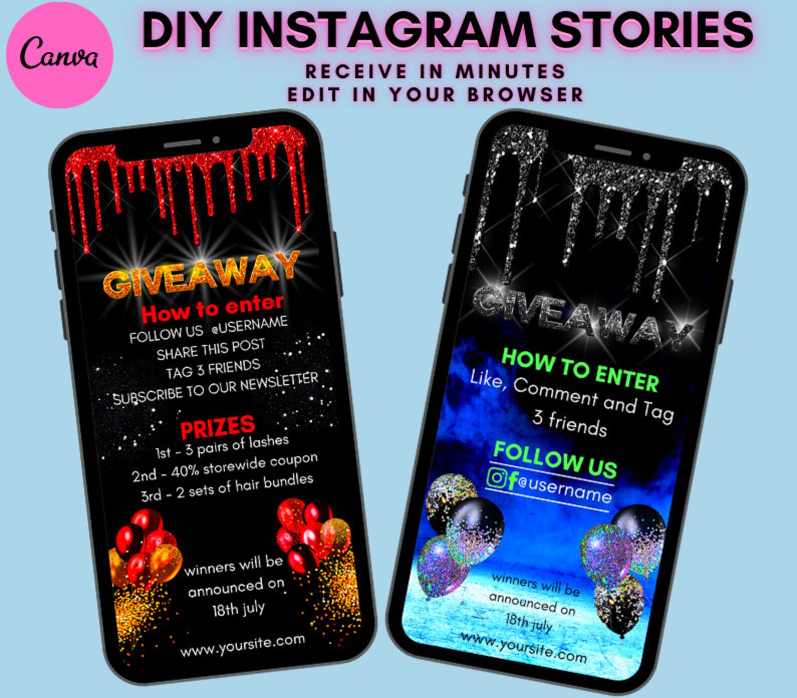 Giveaway Instagram Story Template Instagram Post Template Etsy Giveaway Instagram Story Template Instagram Post Template Etsy