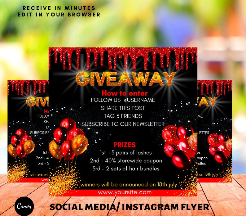 Giveaway Winner Flyer Raffle Template Lash Tech Flyer Etsy M xico