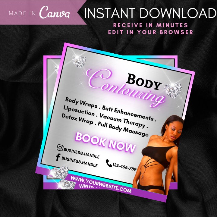 Body contouring template instagram body sculpting flyer | Etsy