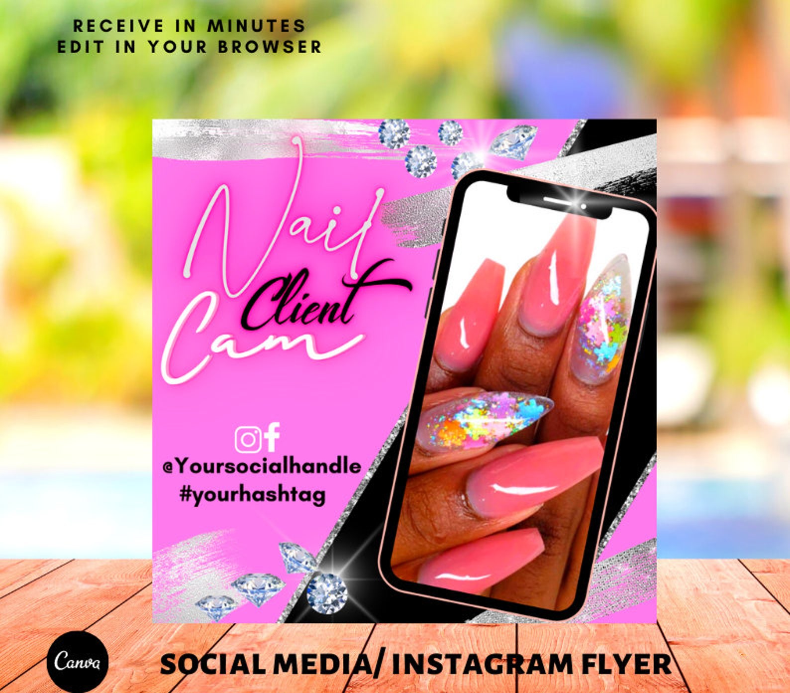 Nail tech flyer template nail appointment flyer client cam Etsy España