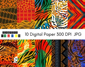 modern african digital paper pack, digital scrapbook paper, digital art downloads, digital paper set pattern, paper pack bundle,