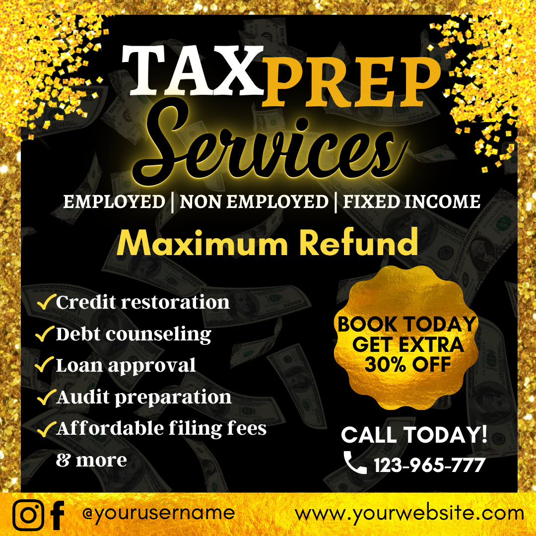 TAX PREP FLYER Tax Season Flyer Tax Preparer Flyer Social Etsy