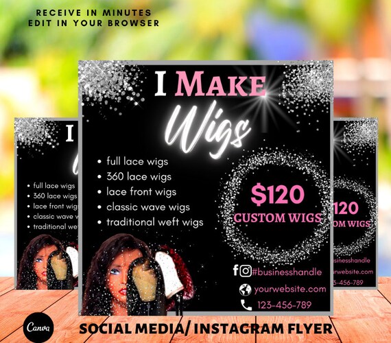 Lace Wig Making Class Flyer, Lace Wig Flyer, Hair Extension Flyer