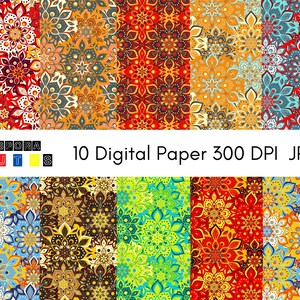 Mandala digital paper pack, digital backgrounds, scrapbook paper, digital download, digital wallpaper, floral paper, decorative paper