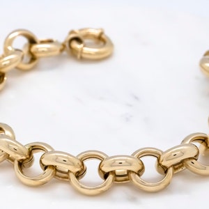 14 karat yellow gold 11.8mm rolo link bracelet