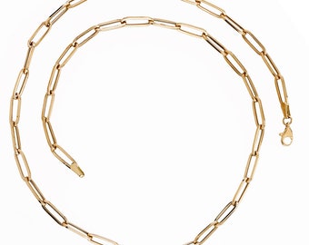 Halsband med gem och 4,5 mm tjockt 14 karat gult guld