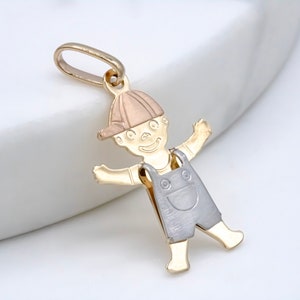 14 karat tricolor boy pendant