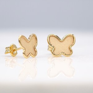 14 karat yellow gold tiny butterfly stud earrings
