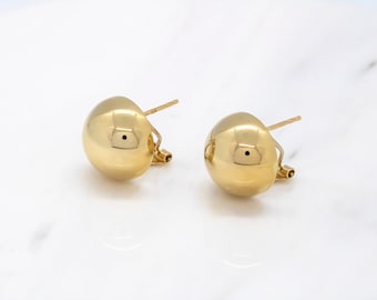 14 karat yellow gold large half ball earrings