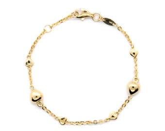 14 karat yellow gold baby heart bracelet