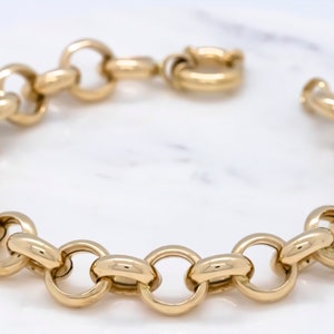 14 karat yellow gold 10.9mm rolo link bracelet