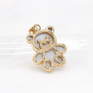 Ciondolo orsetto in oro giallo 14 carati con madreperla