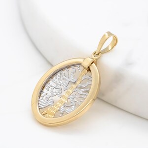 14 karat yellow white gold tree of life pendant
