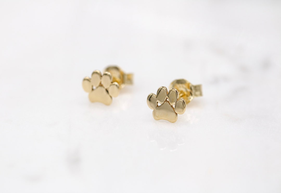 Golden Paw Studs in 14K Gold