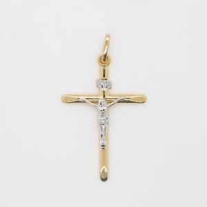 14 karat yellow white gold cross pendant