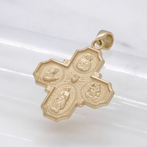 14 karat yellow gold Four-Way Saints Medallion