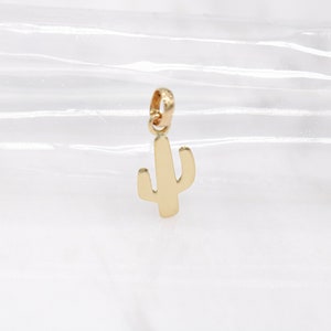 14 karat yellow gold tiny cactus pendant