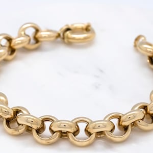 14 karat yellow gold 10.6mm rolo link bracelet