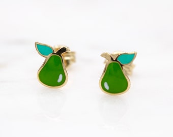 14 karat yellow gold pear stud earrings