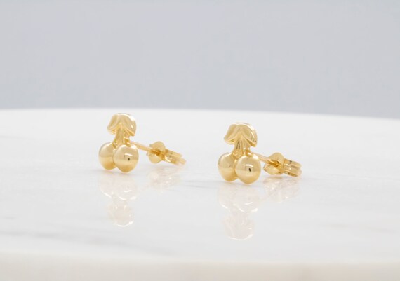 14K Solid Gold Swan Children's Earrings