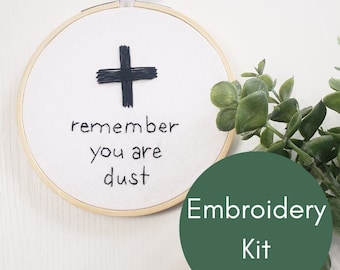 Catholic Embroidery Kit | Embroidery Kit with Digital Pattern | Remember you are dust | Beginner Embroidery Kit | Lent | Lent Embroidery