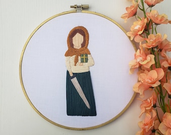 Saint Dymphna, Hand Embroidery, Saint gifts, Catholic art