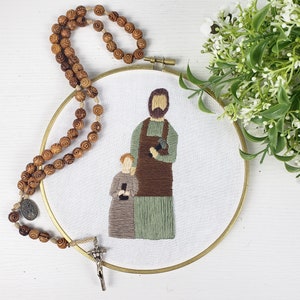 Saint Joseph, Hand Embroidery,  Gifts for Father&#39;s, Catholic art, Catholic dad, Saint gifts, Year of Saint Joseph