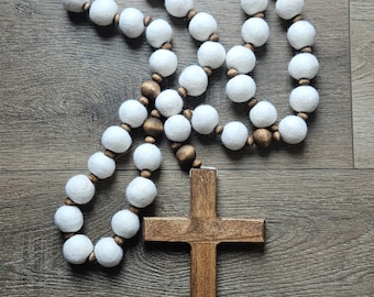 Felt Wall Rosary: White