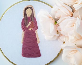 Saint Mary Magdalene, Hand Embroidery, Saint gifts, Catholic decor