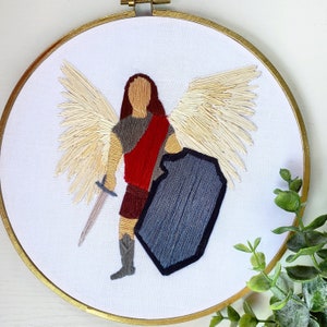Saint Michael the Archangel, Hand Embroidery, Catholic art