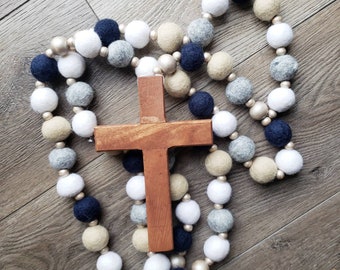 Felt Wall Rosary: Neutral + Navy