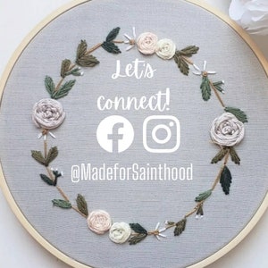 Thy will be done, hand embroidery, Christian decor, Our Father, Floral embroidery, prayer decor image 5