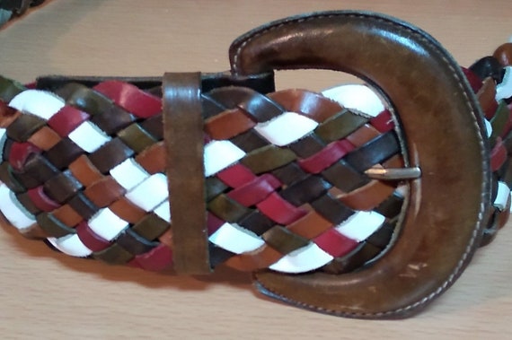 Unisex, Leather belt, Vintage belt,  multi-colore… - image 1