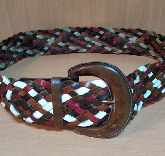 Unisex, Leather belt, Vintage belt,  multi-colore… - image 2
